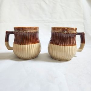 Vintage Pair Ribbed MCM Coffee Mugs